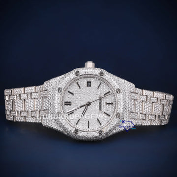 All white dial 36 mm womens hip hop diamond watch Gurukrupa-Gems