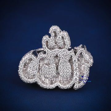 Allah named hip hop diamond ring d color vvs clarity - Gurukrupa-Gems