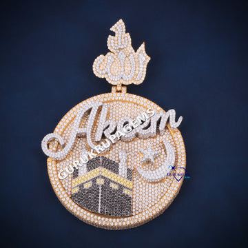 Allah religion custom round diamond pendant Gurukrupa-Gems