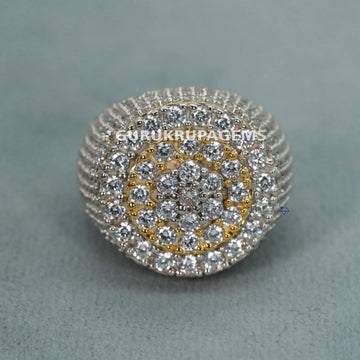 An elegant womens hip hop ring crafted from 14 kt yellow gold and adorned with lab grown diamonds of VVS clarity exuding style and sophistication Gurukrupa-Gems