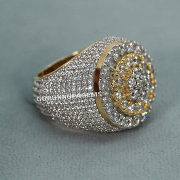 An elegant womens hip hop ring crafted from 14 kt yellow gold and adorned with lab grown diamonds of VVS clarity exuding style and sophistication Gurukrupa-Gems