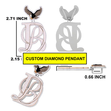 Stylish letter pendant VVS diamond custom made