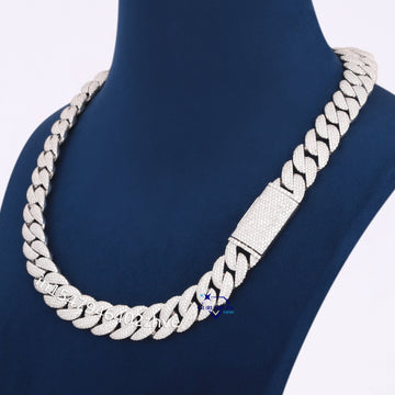 Baguette styled full white 20 inch 20 mm diamond cuban chain (Copy) Gurukrupa-Gems