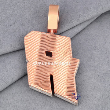 Best selling hip hop letter diamond pendant with round and baguette cut made in 14 kt rose lab diamonds Gurukrupa-Gems