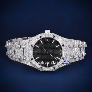 Black color dial fully iced out diamond watch Gurukrupa-Gems