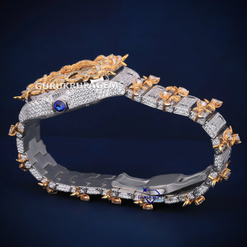 Bold Stainless Steel Wrist Watch Unique Custom Thorn  Fully Iced Design Gurukrupa-Gems