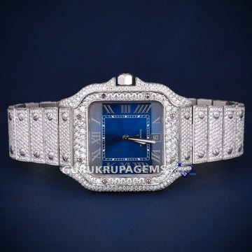 Buss down vvs clarity blue face diamond watch Gurukrupa-Gems