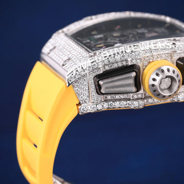 Buy Luxury Mens World Most Expensive Richest Watch with Black Skeleton Dial Fully Iced Out Diamond Bezel Black Rubber Belt New Ice Watches for Mens Womens Gurukrupa-Gems