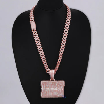 Chain pendant 14kt gold lab grown diamonds with VVS clarity custom jewelry designs and letters Gurukrupa-Gems