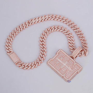 Chain pendant 14kt gold lab grown diamonds with VVS clarity custom jewelry designs and letters Gurukrupa-Gems