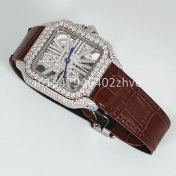 Check out our men's hip-hop moissanite diamond watch leather belt, and Roman numerals