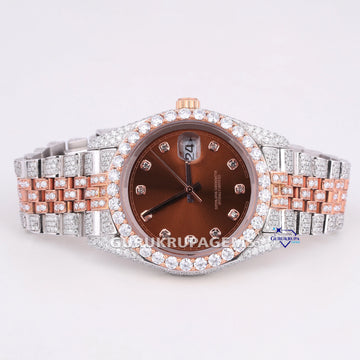 Chocolate color dial 41 mm stainless steel diamond watch Gurukrupa-Gems