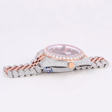 Chocolate color dial 41 mm stainless steel diamond watch Gurukrupa-Gems