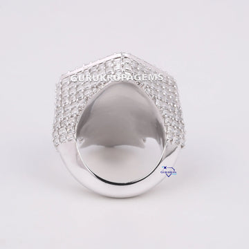 Christian cross inspired 14kt white gold lab grown hiphop diamond ring for men Gurukrupa-Gems
