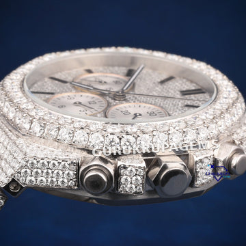Chronograph full white customized moissanite diamond watch Gurukrupa-Gems