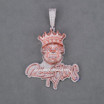 Classic two tone 14 kt white and rose gold hip hop diamond pendant with vvs clarity diamonds Gurukrupa-Gems