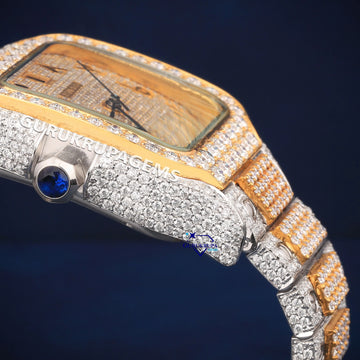 Classy Two Tone Arabic Dial Pass Diamond Tester Hip Hop Watch Gurukrupa-Gems