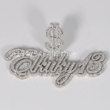 Classy customized name letter 14 KT white gold unisex diamond pendant with VVS clarity for party wear