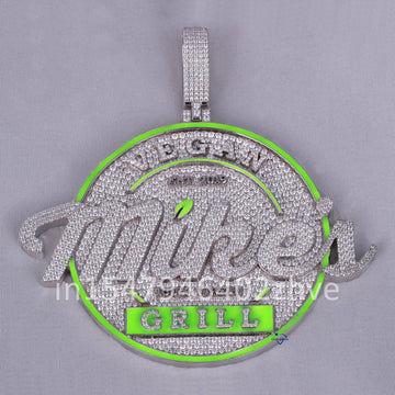Classy neon color diamond pendant for unisex made with lab grown diamonds in 14 kt white gold-Gurukrupa-Gems