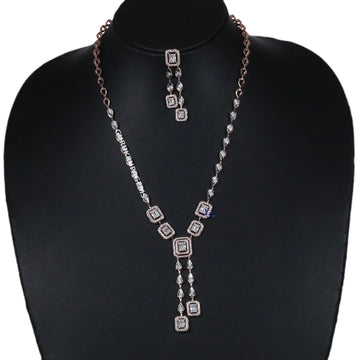 Classy women jewelry necklace design in 14 kt rose gold lab created diamonds in vvs clarity Gurukrupa-Gems
