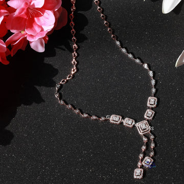 Classy women jewelry necklace design in 14 kt rose gold lab created diamonds in vvs clarity Gurukrupa-Gems