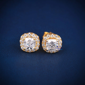 Cushion cut halo set diamond earring top quality Gurukrupa-Gems