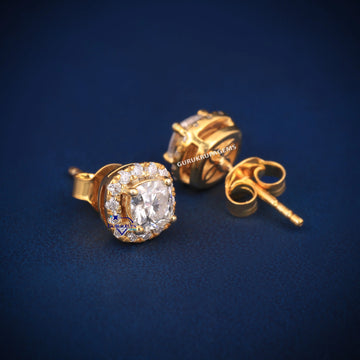 Cushion cut halo set diamond earring top quality Gurukrupa-Gems