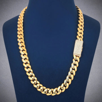 12mm Iced Out Miami Cuban Link Silver Diamond Chain Necklace for Men Women Gurukrupa-Gems
