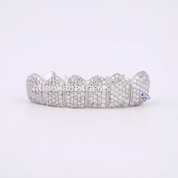 Custom 6 Bottom Diamond Dental Teeth Grillz For Unisex Gurukrupa-Gems