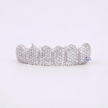 Custom 6 Bottom Diamond Dental Tooth Grillz For Unisex Gurukrupa-Gems