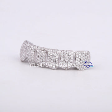 Custom 6 Bottom Diamond Dental Tooth Grillz For Unisex Gurukrupa-Gems