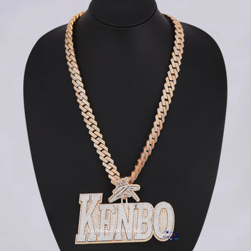 Custom Cuban Link Lab Diamond Chain With Pendant In 14KT Yellow Gold Gurukrupa-Gems