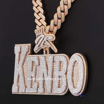 Custom Cuban Link Lab Diamond Chain With Pendant In 14KT Yellow Gold Gurukrupa-Gems
