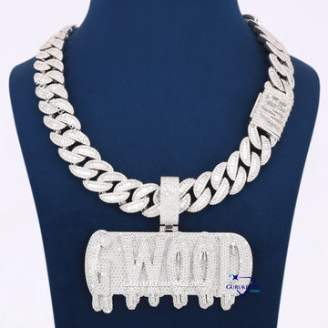 Custom Hand Made Diamond Chain With Pendant Gurukrupa-Gems