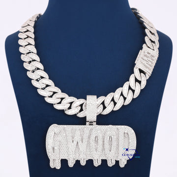 Custom Hand Made Diamond Chain With Pendant Gurukrupa-Gems