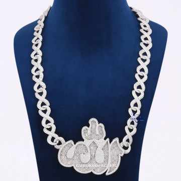 Custom Hand Made Lab Grown Diamond Chain With Pendant In 14KT White Gold Gurukrupa-Gems