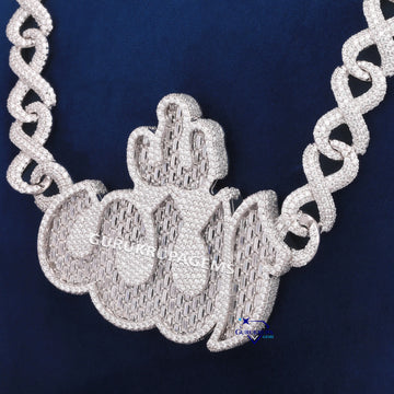 Custom Hand Made Lab Grown Diamond Chain With Pendant In 14KT White Gold Gurukrupa-Gems