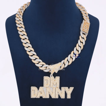 Custom Hand Made Two Tone Color Diamond Chain With Pendant In 14KT Gold Gurukrupa-Gems