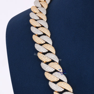 Custom Hand Made Two Tone Color Diamond Chain With Pendant In 14KT Gold Gurukrupa-Gems
