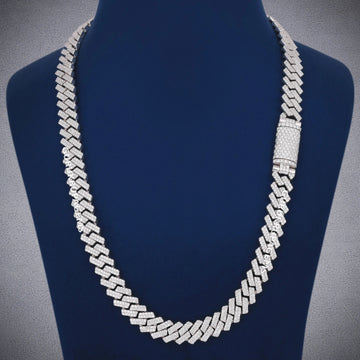 Custom Iced Out Mens Sterling Silver Moissanite Rapper Hip Hop 18mm Cuban Link Chain Gurukrupa-Gems