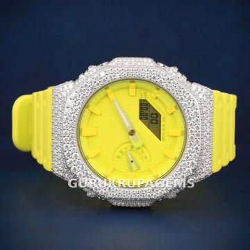 Full Diamond Hip Hop Iced Out Watches for Men with Rubber Strap and Chronograph Style Gurukrupa-Gems