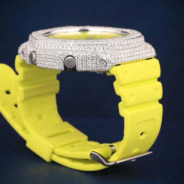 Full Diamond Hip Hop Iced Out Watches for Men with Rubber Strap and Chronograph Style Gurukrupa-Gems