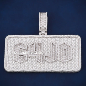 Custom Letter Bulky Full White Diamond VVS Pass Tester Silver Money Bag Pendant Gurukrupa-Gems