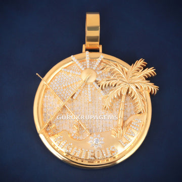Custom Letter Pendant Fully Iced with Premium Diamonds with Prayer Design for Hip Hop Jewelry Style Gurukrupa-Gems
