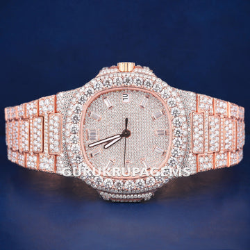 Custom Luxury Mens Watches Fully Iced Out Silver Baguette Dial VVS Clarity Trendy Watches (Copy) Gurukrupa-Gems