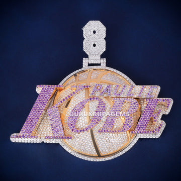 Custom MAD Name Letter Pendant Personalized Designed with Full Iced Out Two Tone Red Diamonds and White Diamonds Iced Out Look Gurukrupa-Gems