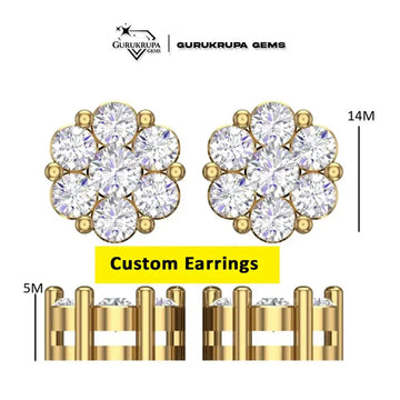 Unisex 14K Gold Solitaire Stud Earrings with Brilliant Cut Diamonds Gurukrupa-Gems