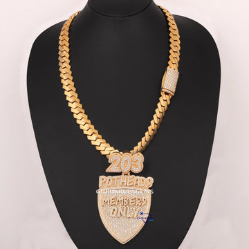 Custom Made 14KT Yellow Gold Round Cut Lab Grown Diamond Chain With Pendant Gurukrupa-Gems