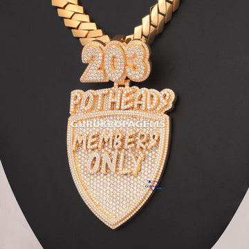 Custom Made 14KT Yellow Gold Round Cut Lab Grown Diamond Chain With Pendant Gurukrupa-Gems