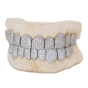 Custom Made 18 Teeth Diamonds Grillz For Men VVS clarity Gurukrupa-Gems